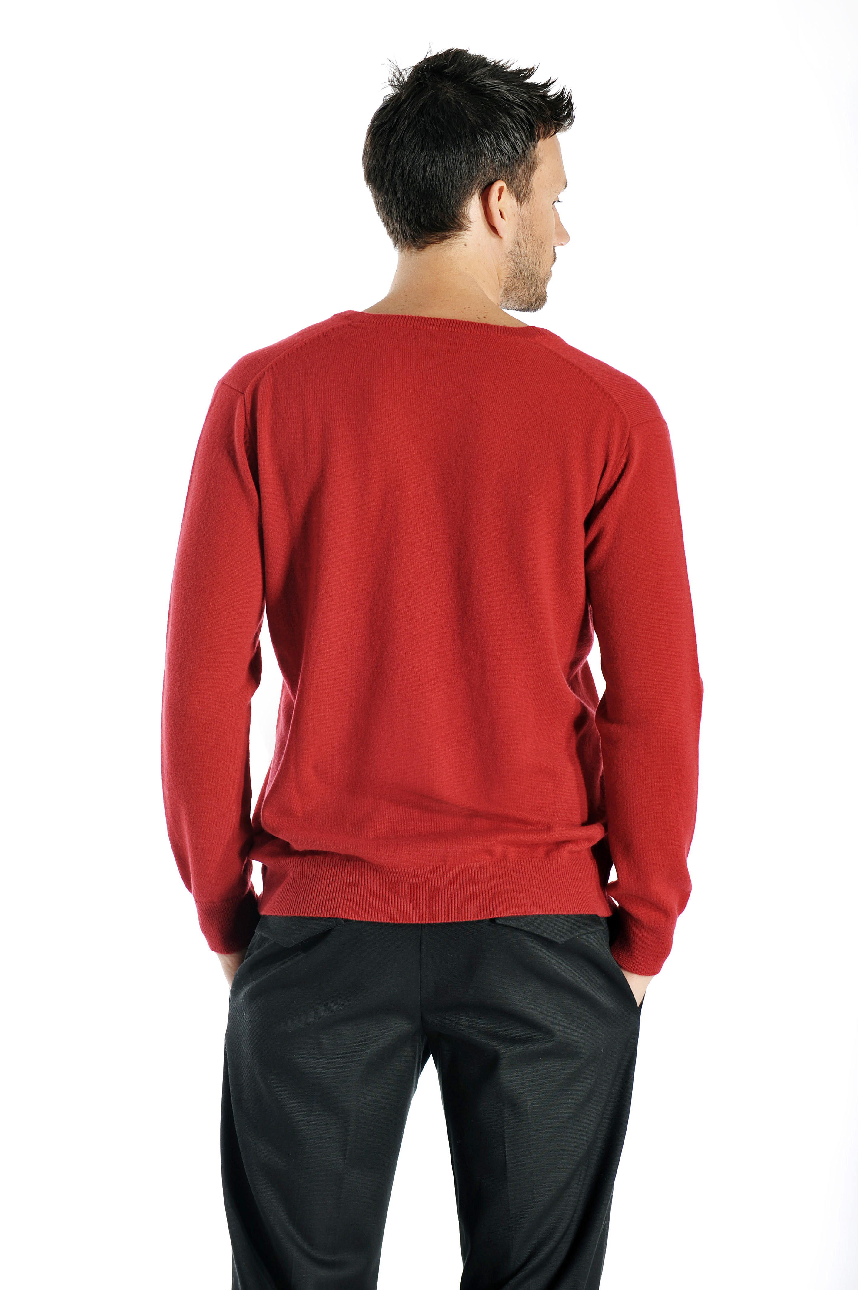 Men\'s V-Neck Cashmere Sweater (Navy, Extra Large)
