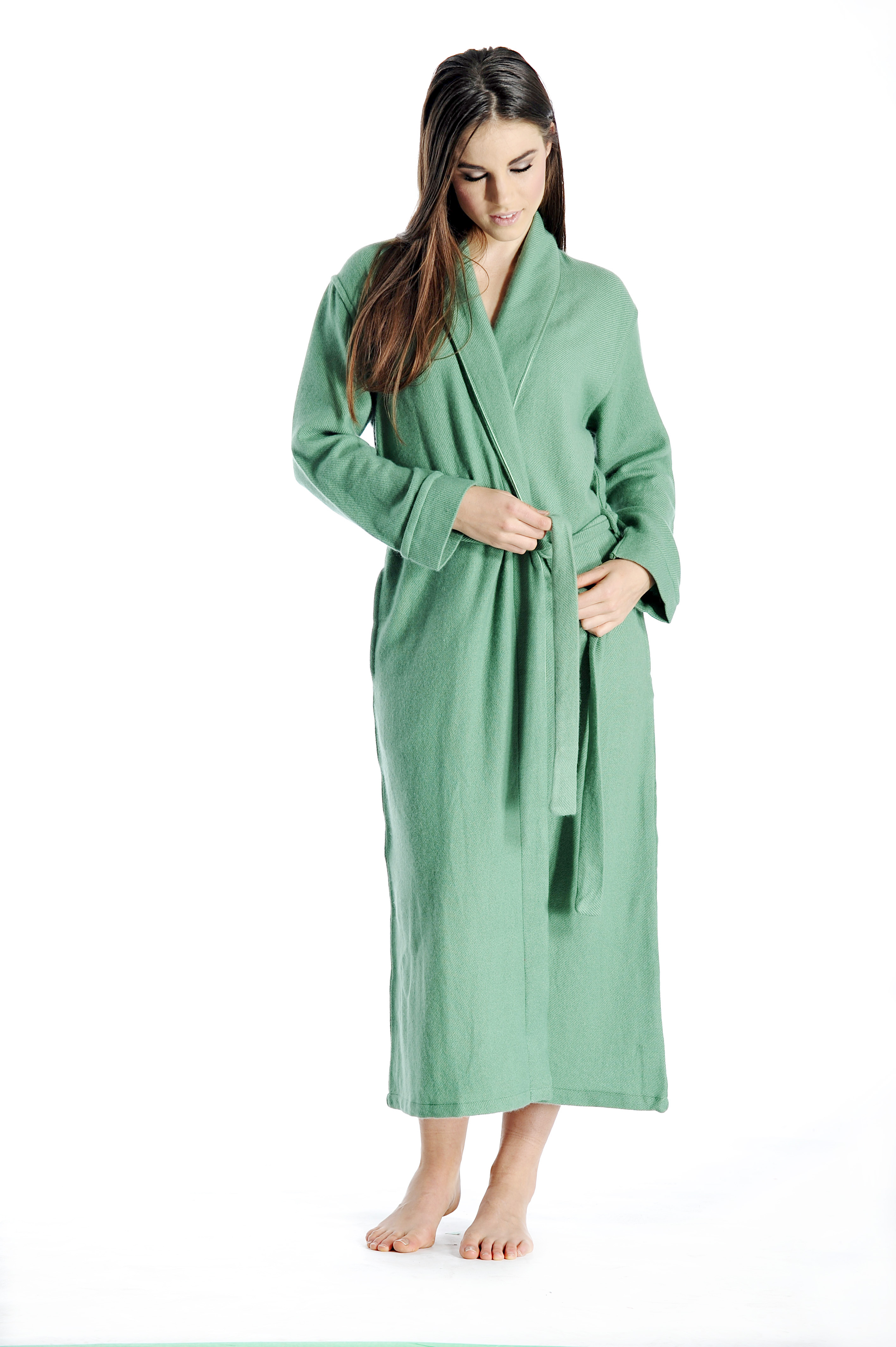 Pure Cashmere Full Length Robe for Women (Pale Peach, Large/Extra Large)