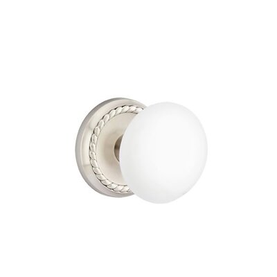 Passage Ice White Knob with Rope Rose Emtek Finish: Satin Nickel