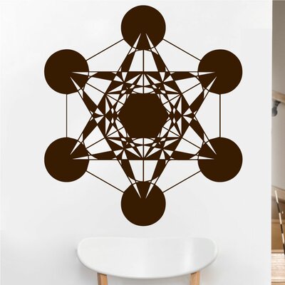 Metatron Cube Sacred Geometry Vinyl Wall Decal Eyval Decal Color: Brown, Size: 22