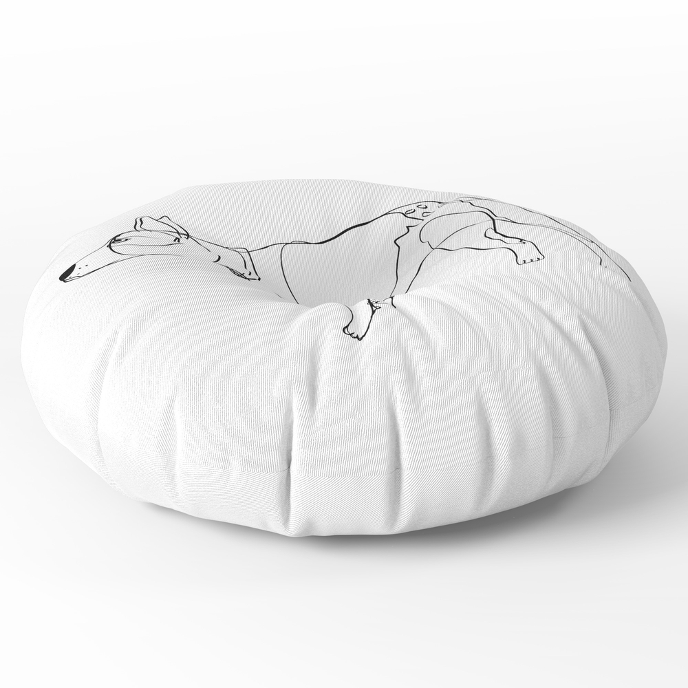 Minimalist Line Art Drawing Of Year Of The Dog Round Floor Pillow - x 26