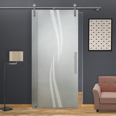 Sliding Glass Barn Door With V1000 Installation Hardware Kit Glass-Door.us Size: 30