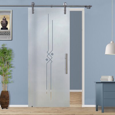 Sliding Glass Barn Door With V1000 Installation Hardware Kit Glass-Door.us Size: 32