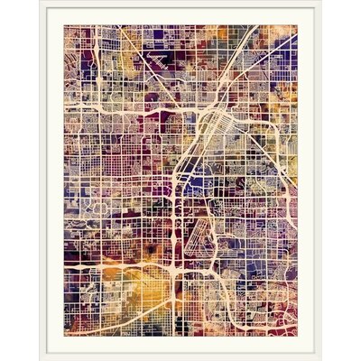 'Las Vegas City Street Map' by Michael Tompsett Graphic Art Print 17 Stories Format: White Frame, Size: 38