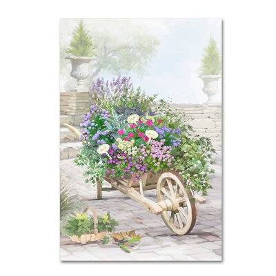 'Wheelbarrow Herbs' Print on Canvas Trademark Fine Art Size: 47