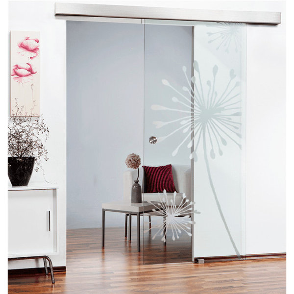 Glass Sliding Barn Door w/ various Non-Private Frosted Designs, 28