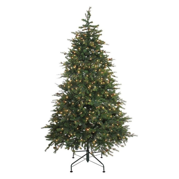 7.5' Pre-Lit Hunter Fir Artificial Full Christmas Tree, Clear Lights