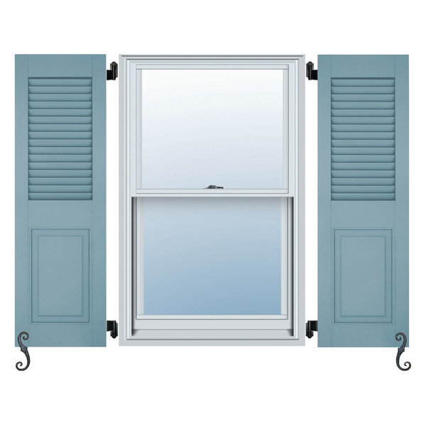Atlantic Architectural Louver Top, Raised Panel Bottom Shutters Set of