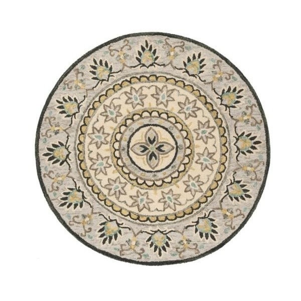 Safavieh NOVELTY 606 Area Rug, Ivory/Blue, 5'x5' Round