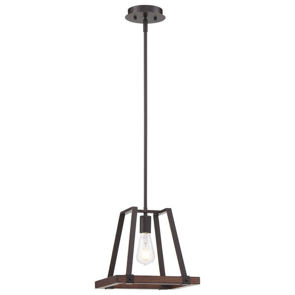 Nuvo Outrigger 1-Light Incandescent Mahogany Bronze Nutmeg Wood Pendan