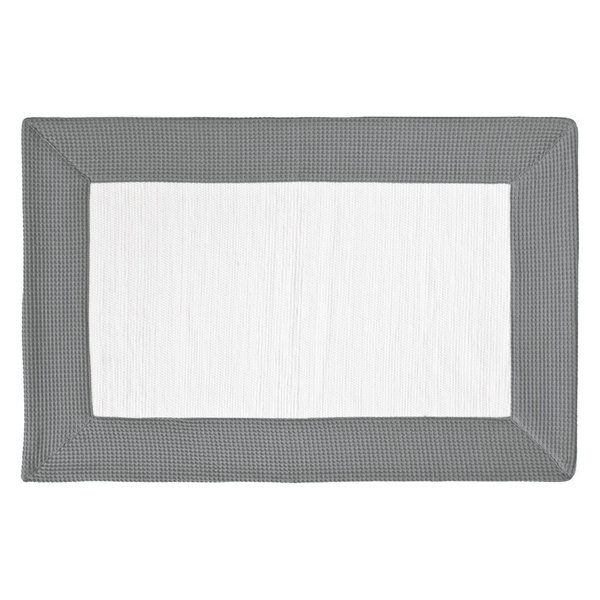 DWBA Absorbent 100% Cotton Bath Mat, Gray Border With White, Large