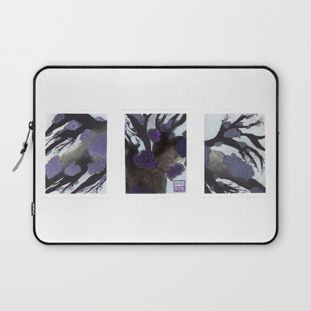 Purple Cherry Blossoms Triptych Laptop Sleeve by sassifras