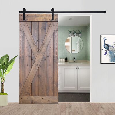 Paneled Manufactured Wood Painted Barn Door without Installation Hardware Kit Akicon Size: 38