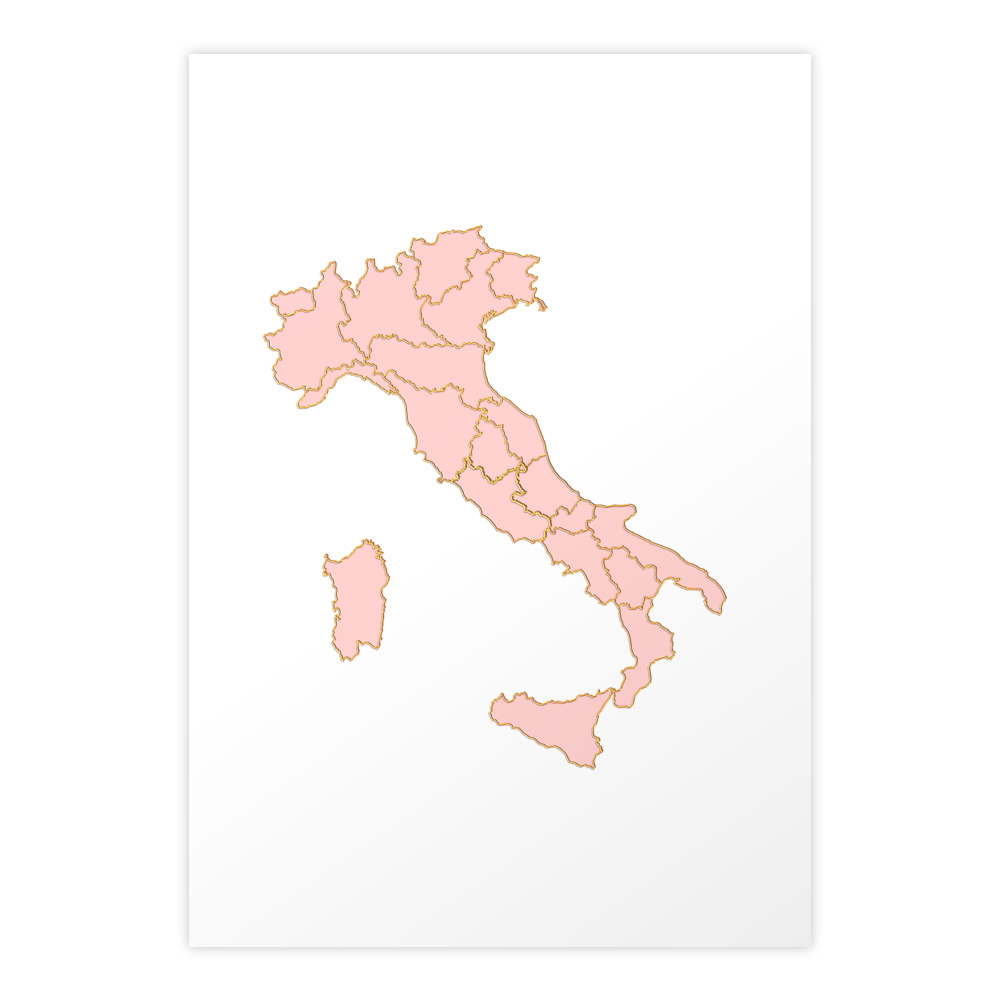 Pink Italy map Art Print by annago