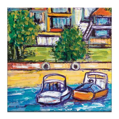 'Boats' Print Red Barrel Studio® Format: Wrapped Canvas, Matte Color: No Matte, Size: 16