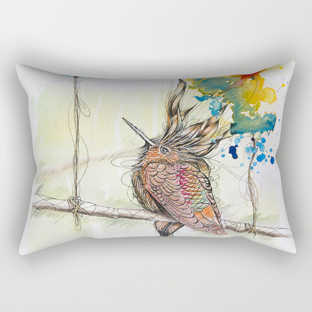 Multicolored Clouded Hummingbird Rectangular Pillow by catalinapiedrahita