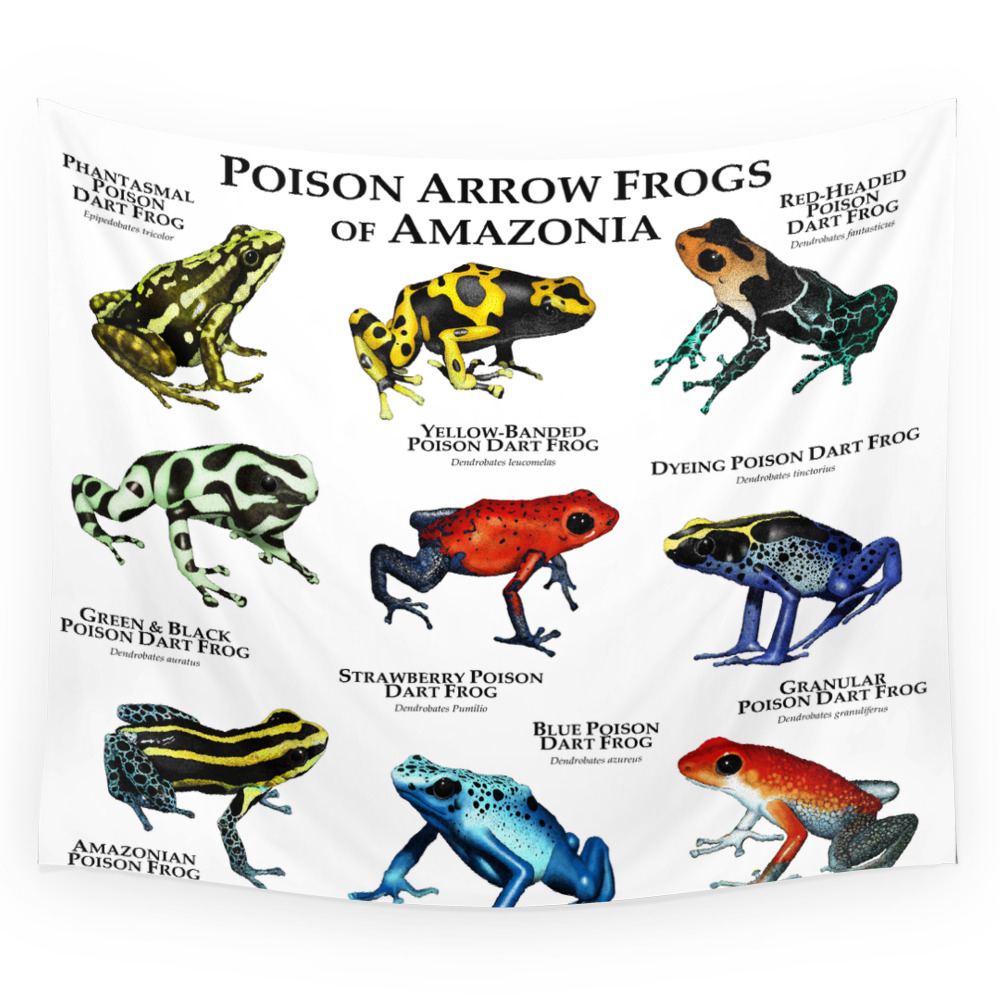 Poison Arrow Frogs of Amazonia Wall Tapestry by wildlife-art