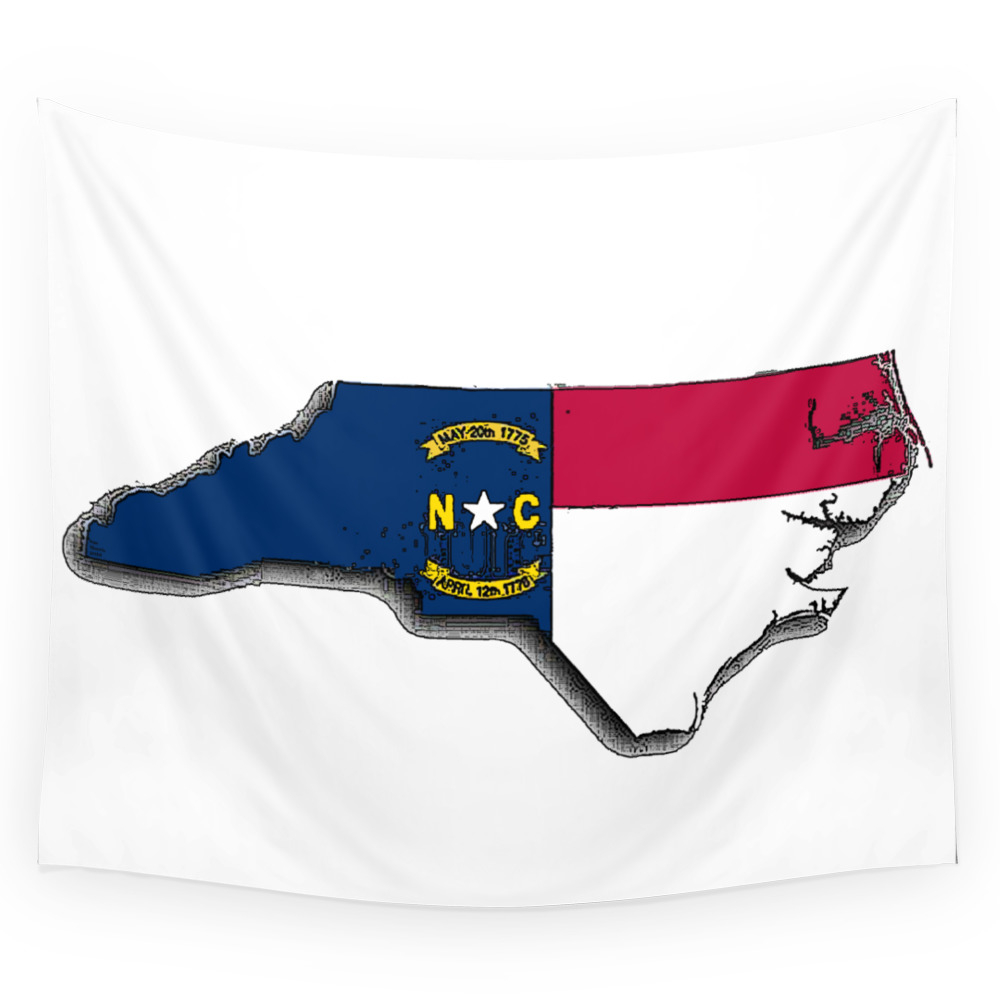 North Carolina Map With North Carolinian Flag Wall Tapestry by havocgirl