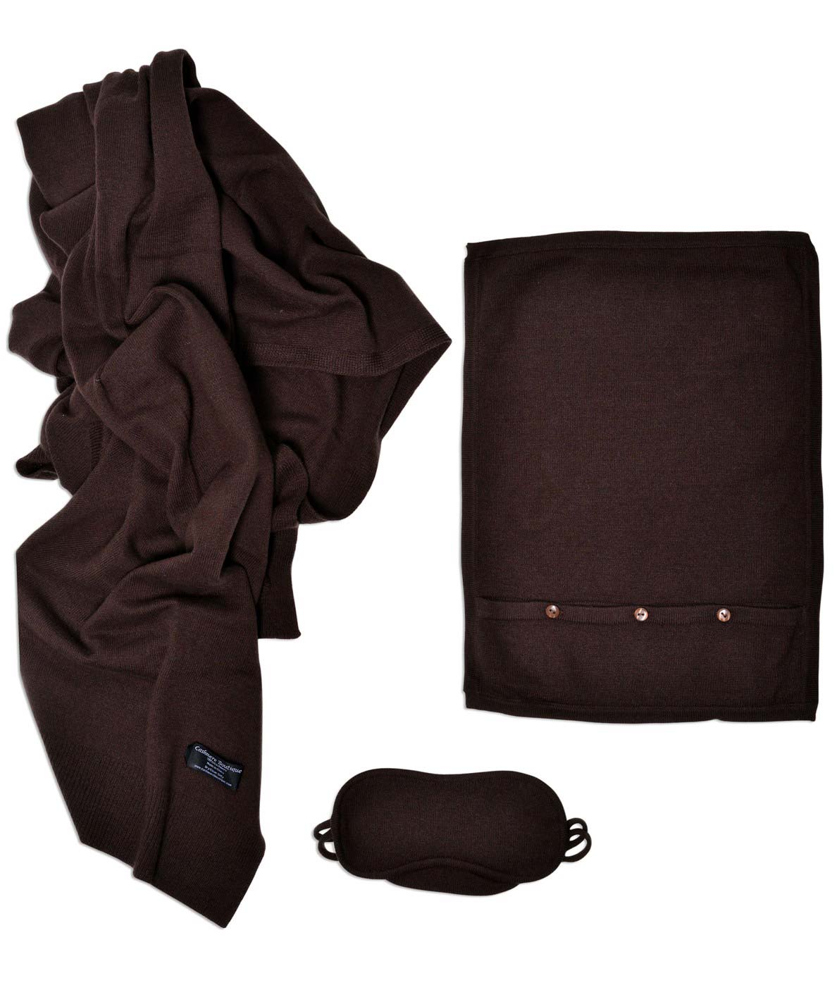 Pure Cashmere Travel Throw and Eye Mask Set (Mocha, One Size)