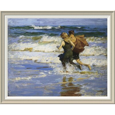 'At the Beach' by Edward Henry Potthast Framed Painting Print Global Gallery Size: 32