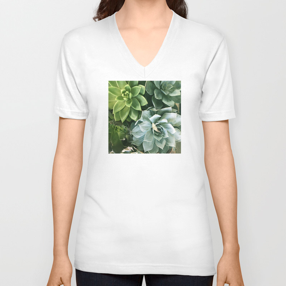 Succulent Succulents Unisex V-Neck T-shirt by dec02