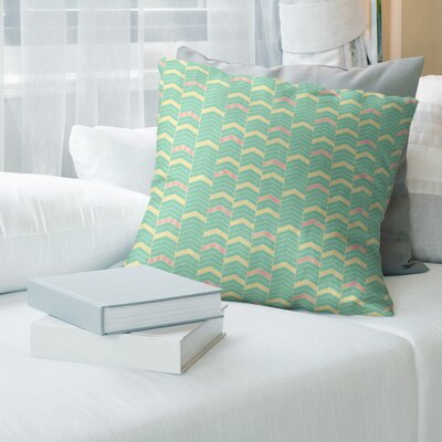 Stephenie Lined Chevrons Throw Pillow Brayden Studio® Color: Full Green Pink/Yellow, Size: 16