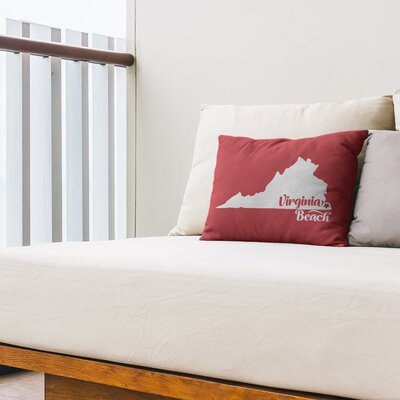Indoor/Outdoor Lumbar Pillow East Urban Home Color: Red, City: Virginia Beach