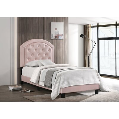 Manhasset Tufted Upholstered Low Profile Platform Bed House of Hampton® Size: Twin, Color: Pink