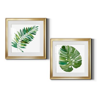 Tropical Frond II - 2 Piece Painting Print Set Bay Isle Home™ Format: Gold Framed Paper, Matte Color: White, Size: 22